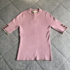Ted Baker London Knit Ribbed Short Sleeve Top Light Purple